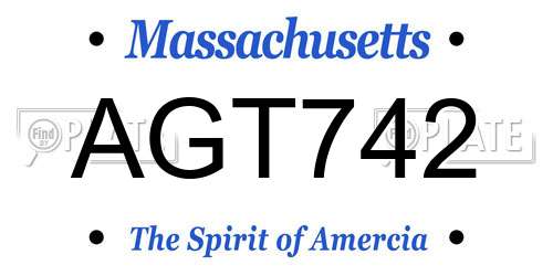 AGT742 Massachusetts License Plate