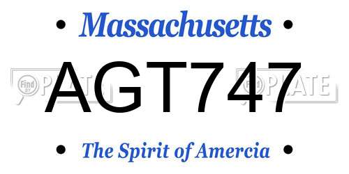 AGT747 Massachusetts License Plate