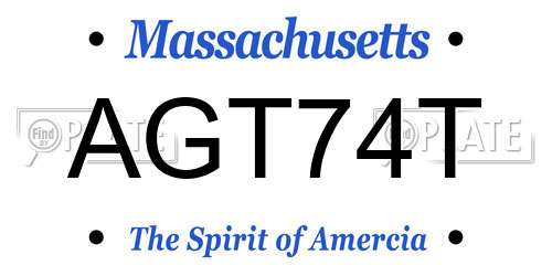 AGT74T Massachusetts License Plate