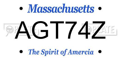AGT74Z Massachusetts License Plate
