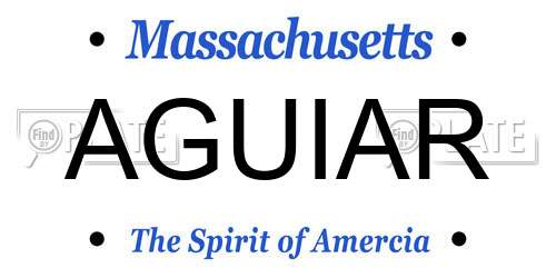 AGUIAR Massachusetts License Plate