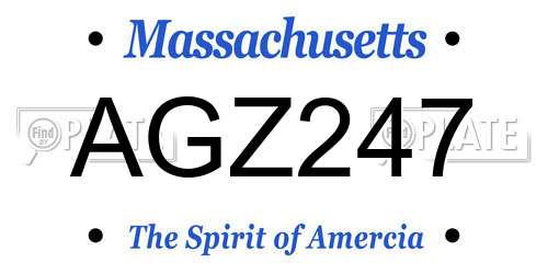 AGZ247 Massachusetts License Plate