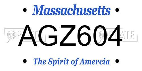 AGZ604 Massachusetts License Plate