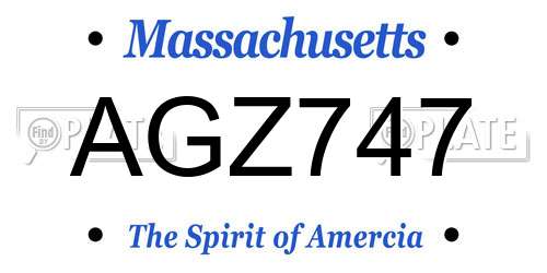 AGZ747 Massachusetts License Plate