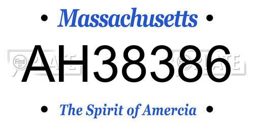 AH38386 Massachusetts License Plate
