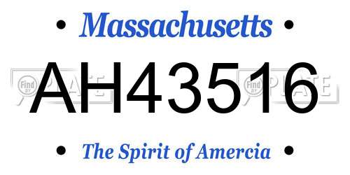 AH43516 Massachusetts License Plate