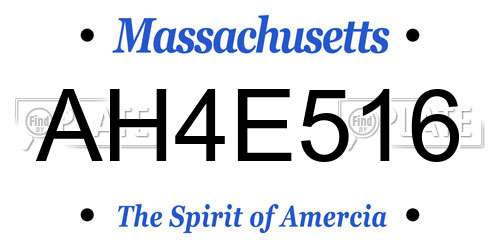 AH4E516 Massachusetts License Plate