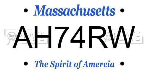 AH74RW Massachusetts License Plate