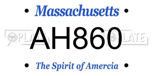 AH860 Massachusetts License Plate