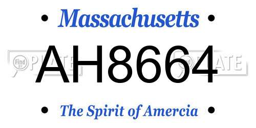 AH8664 Massachusetts License Plate