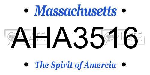 AHA3516 Massachusetts License Plate