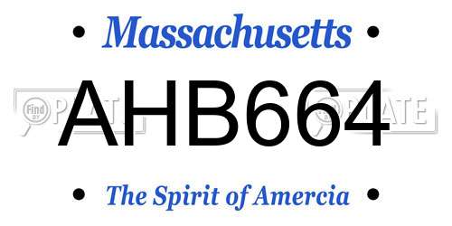 AHB664 Massachusetts License Plate