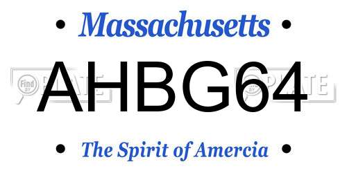 AHBG64 Massachusetts License Plate