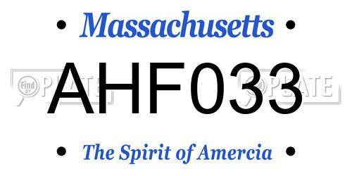 AHF033 Massachusetts License Plate
