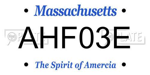 AHF03E Massachusetts License Plate