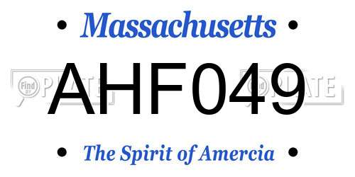 AHF049 Massachusetts License Plate