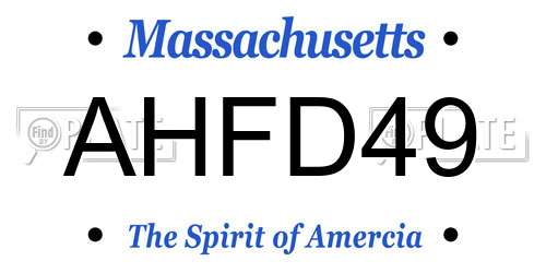 AHFD49 Massachusetts License Plate