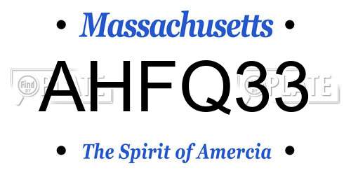 AHFQ33 Massachusetts License Plate