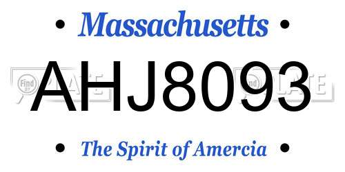 AHJ8093 Massachusetts License Plate