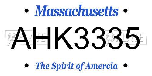 AHK3335 Massachusetts License Plate
