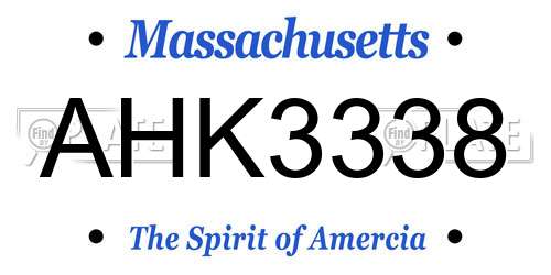 AHK3338 Massachusetts License Plate