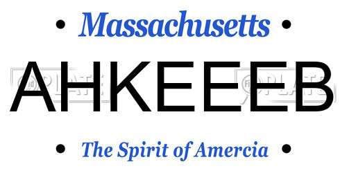 AHKEEEB Massachusetts License Plate
