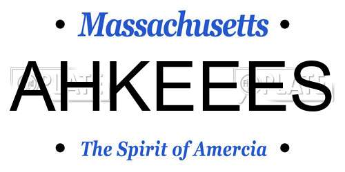 AHKEEES Massachusetts License Plate