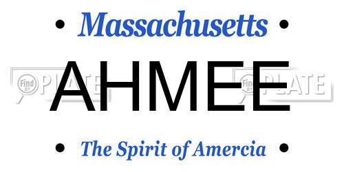 AHMEE Massachusetts License Plate