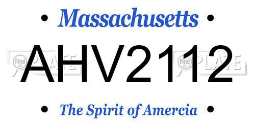 AHV2112 Massachusetts License Plate