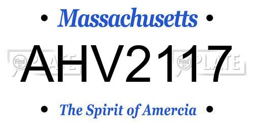 AHV2117 Massachusetts License Plate
