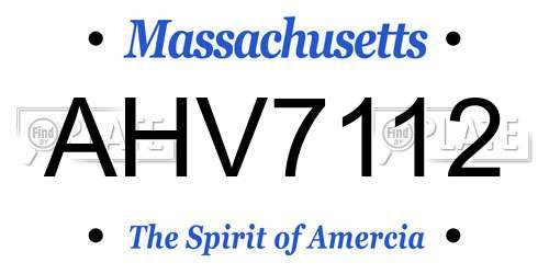 AHV7112 Massachusetts License Plate