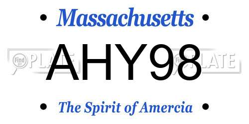 AHY98 Massachusetts License Plate