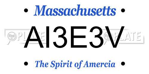 AI3E3V Massachusetts License Plate