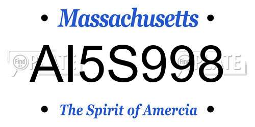 AI5S998 Massachusetts License Plate