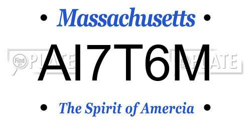 AI7T6M Massachusetts License Plate