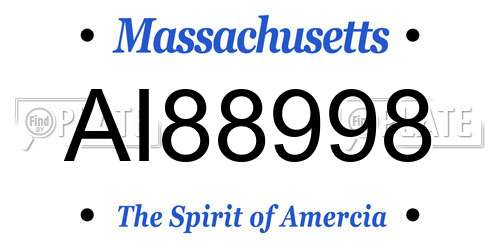 AI88998 Massachusetts License Plate