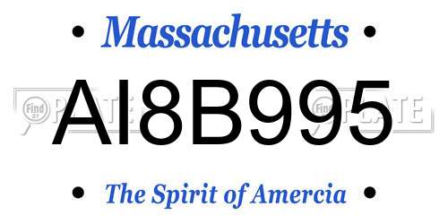 AI8B995 Massachusetts License Plate