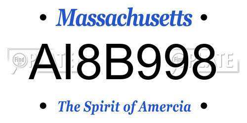 AI8B998 Massachusetts License Plate