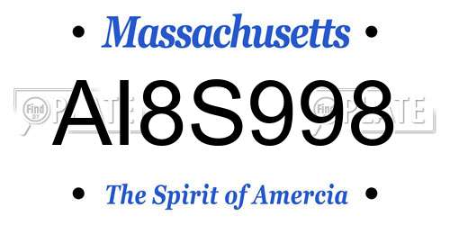 AI8S998 Massachusetts License Plate