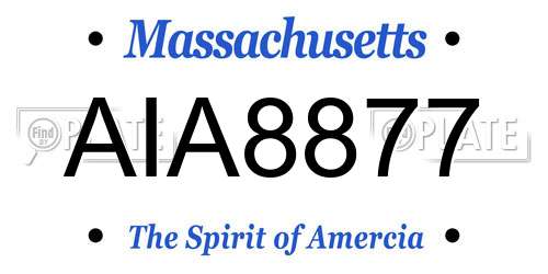 AIA8877 Massachusetts License Plate