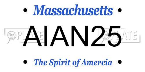 AIAN25 Massachusetts License Plate