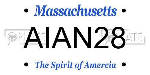 AIAN28 Massachusetts License Plate