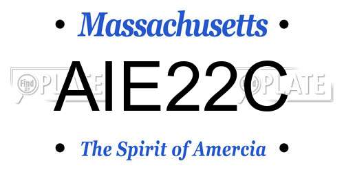 AIE22C Massachusetts License Plate
