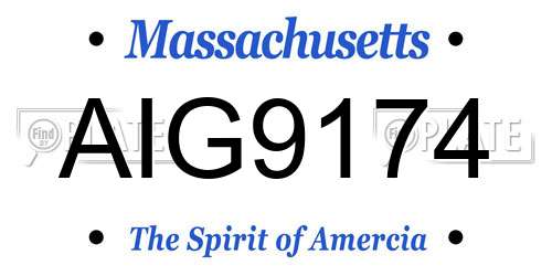 AIG9174 Massachusetts License Plate