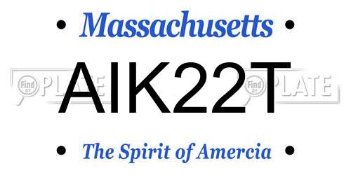AIK22T Massachusetts License Plate