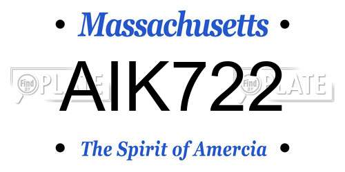 AIK722 Massachusetts License Plate