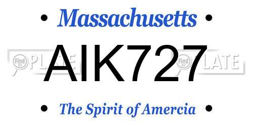AIK727 Massachusetts License Plate
