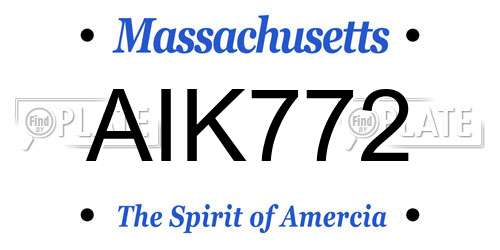 AIK772 Massachusetts License Plate