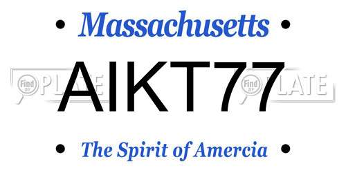 AIKT77 Massachusetts License Plate