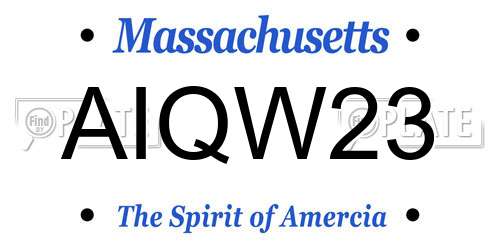 AIQW23 Massachusetts License Plate